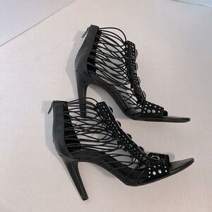 Bar III Black Silver Women's Shoes Faux Leather 4.5" Stiletto Heel 11 M NWOT